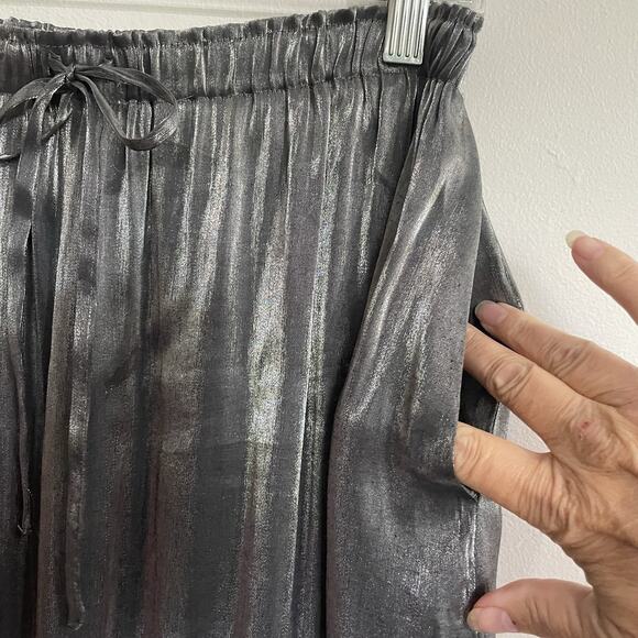 Jessica McClintock Gunne Sax Skirt Jr Size 13 28 Silver Metallic Vintage 80s - Picture 3 of 7